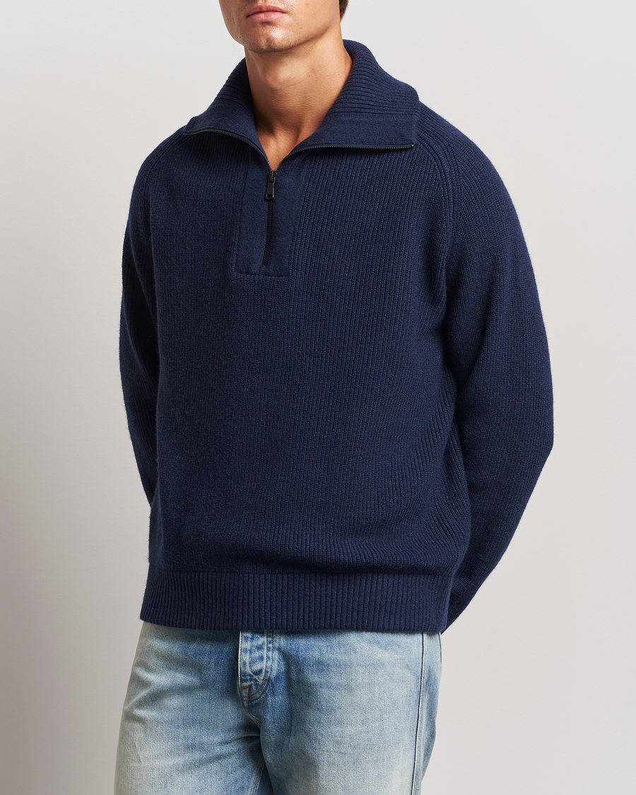 Hombres |  | J.Lindeberg | Wilmer Quarter Zip Knit Navy