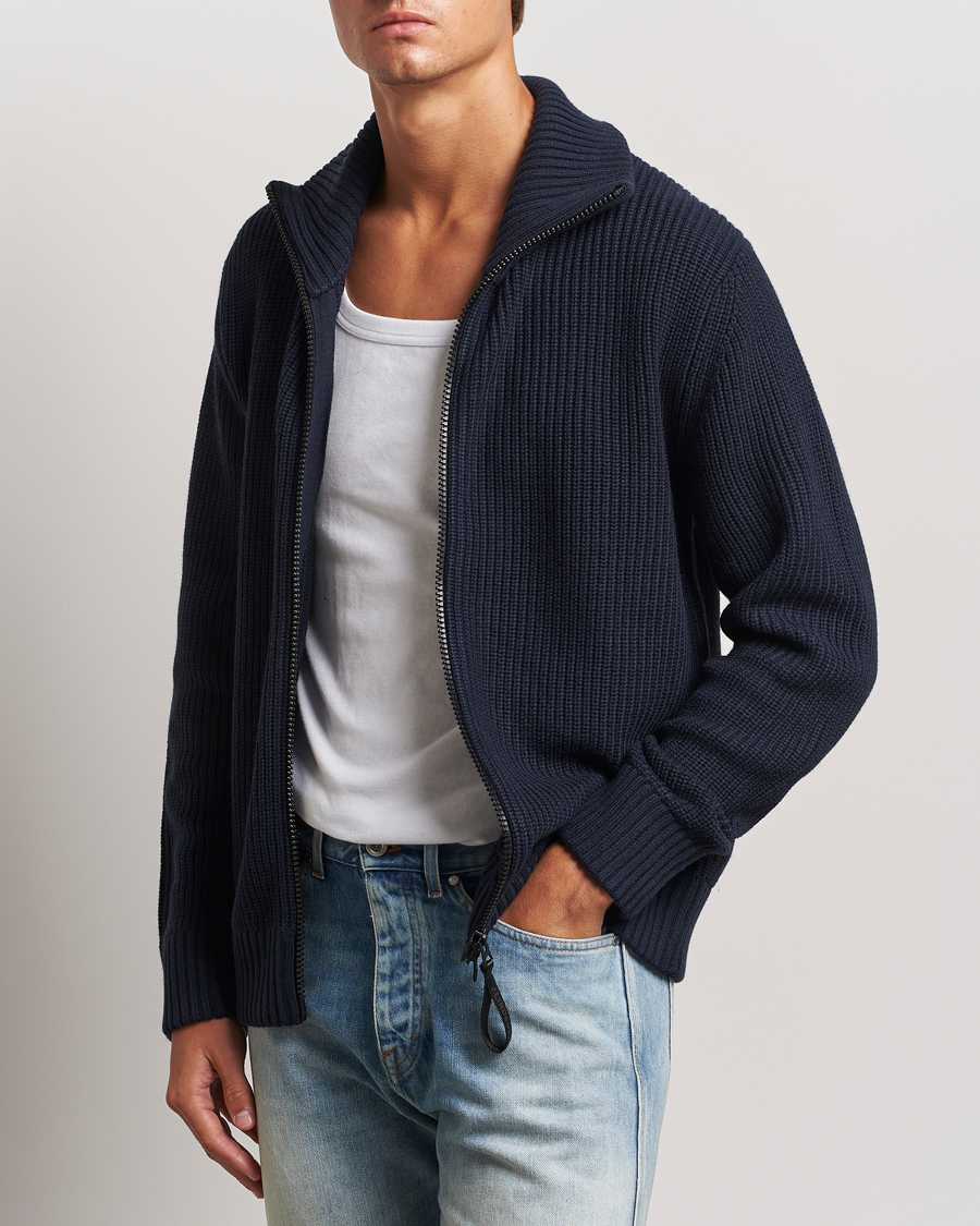 Hombres |  | J.Lindeberg | Skyler Wool Blend Zip Cardigan Navy