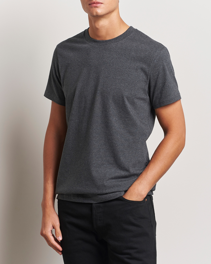 Hombres |  | Bread & Boxers | Heavy Cotton Crew Neck T-Shirt Dark Grey Melange