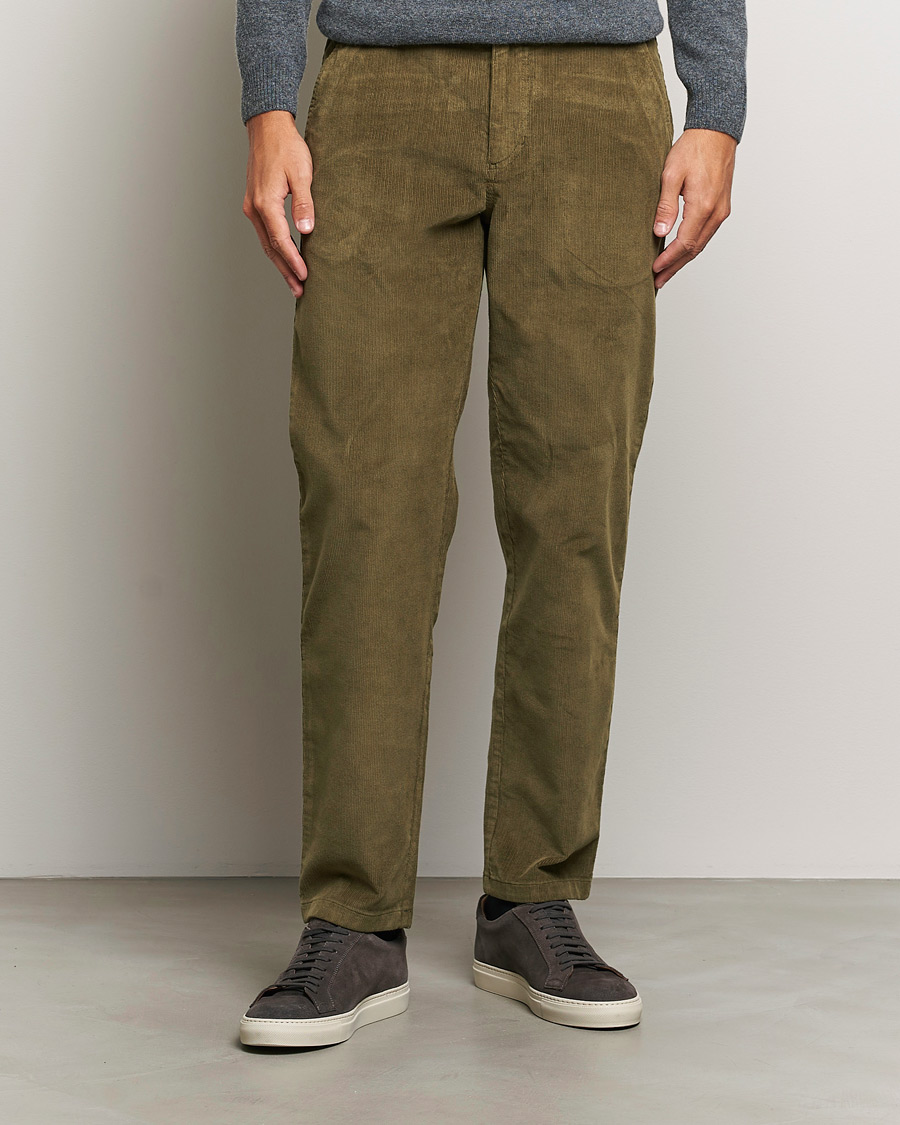 Hombres | Pantalones | KnowledgeCotton Apparel | Chuck Regular Cord Trousers Olive