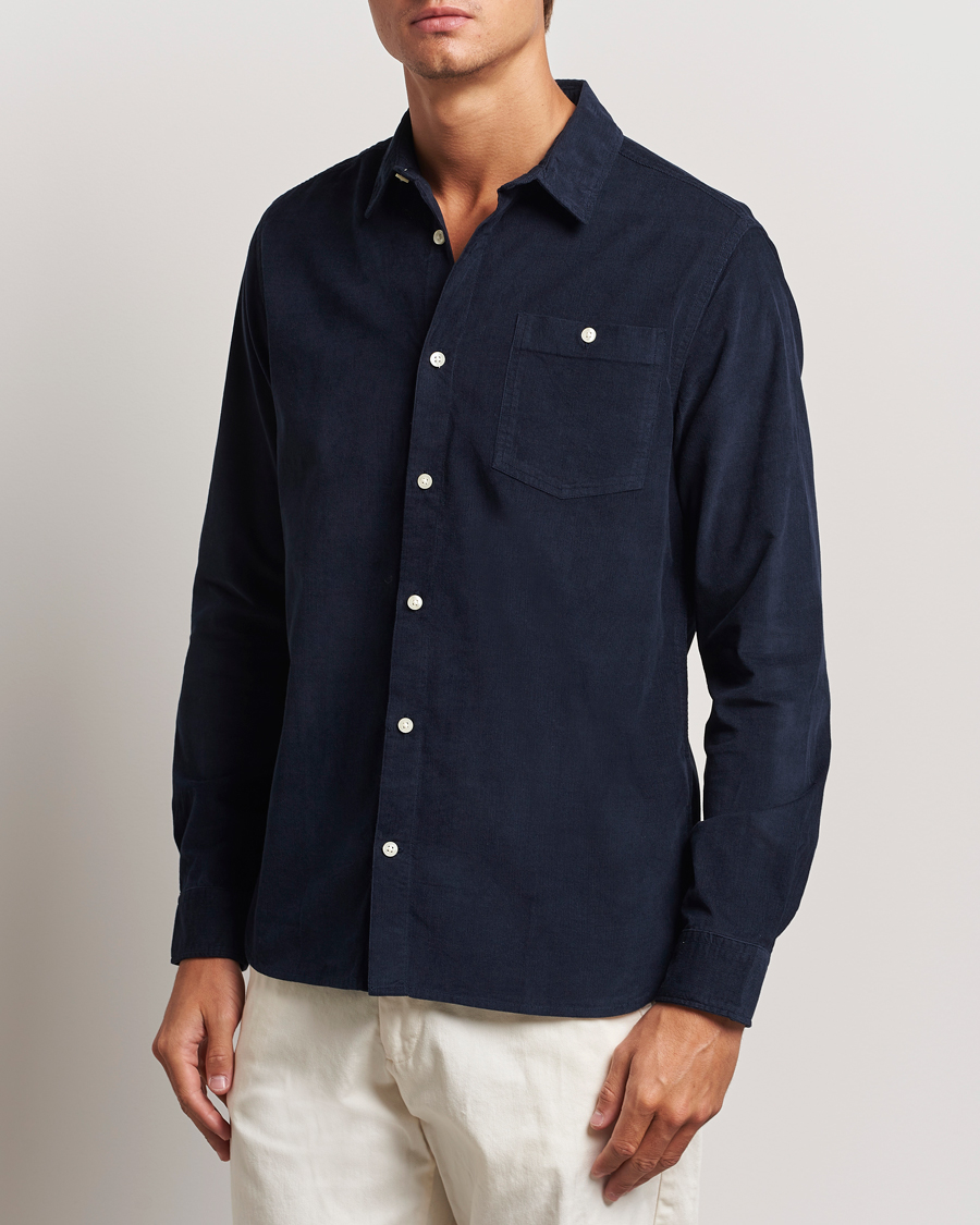 Hombres | Camisas de pana | KnowledgeCotton Apparel | Regular Fit Corduroy Shirt Navy