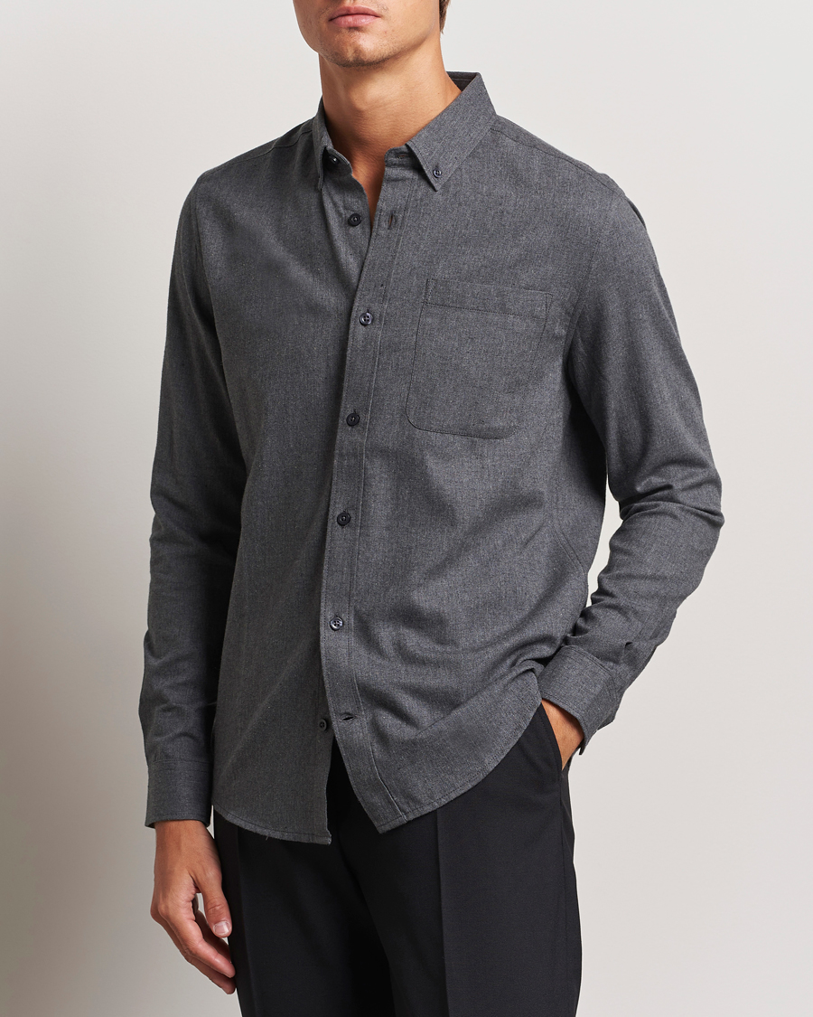 Hombres | Camisas de franela | KnowledgeCotton Apparel | Regular Fit Melange Flannel Shirt Grey