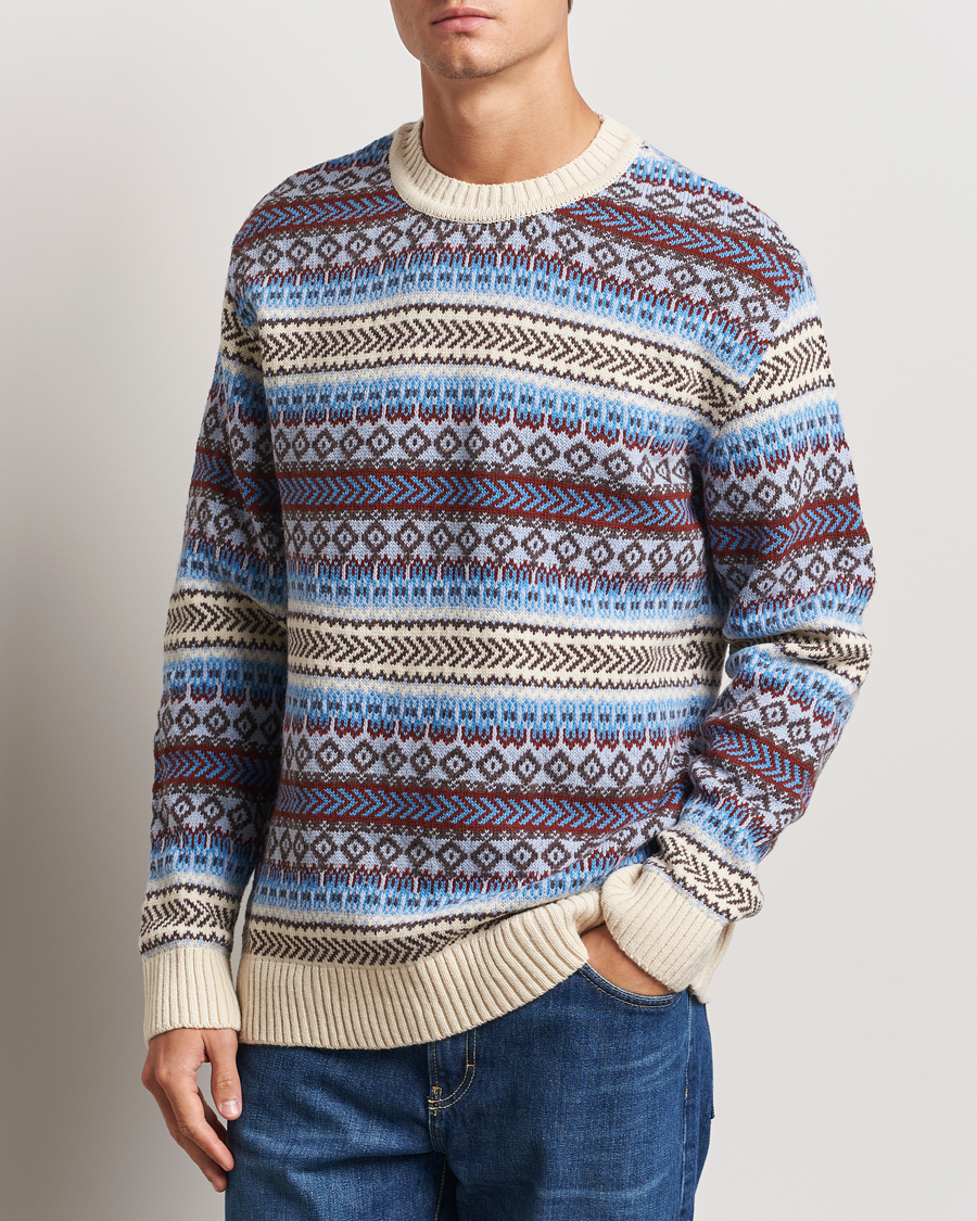 Hombres |  | KnowledgeCotton Apparel | Fairisle Knitted Crewneck Off White