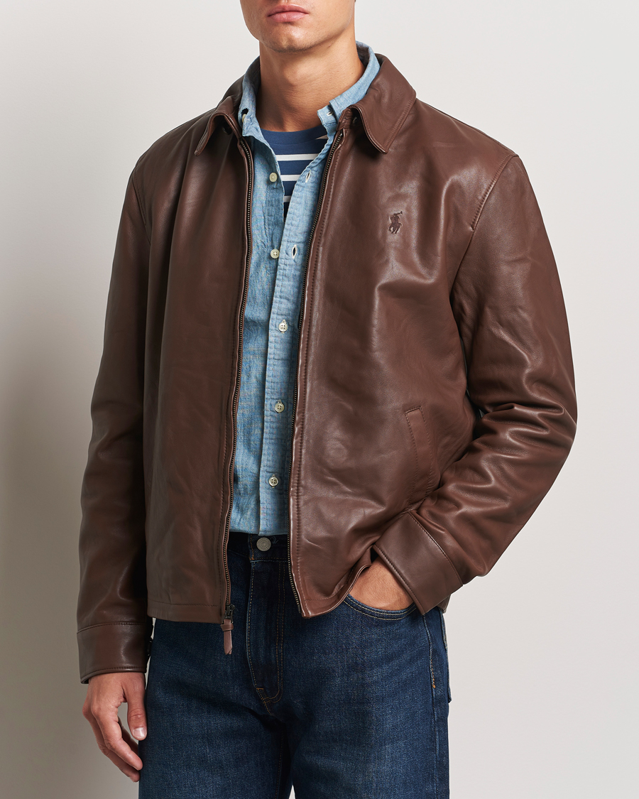 Hombres |  | Polo Ralph Lauren | Maxwell Windbreaker Leather Jacket Bison Brown