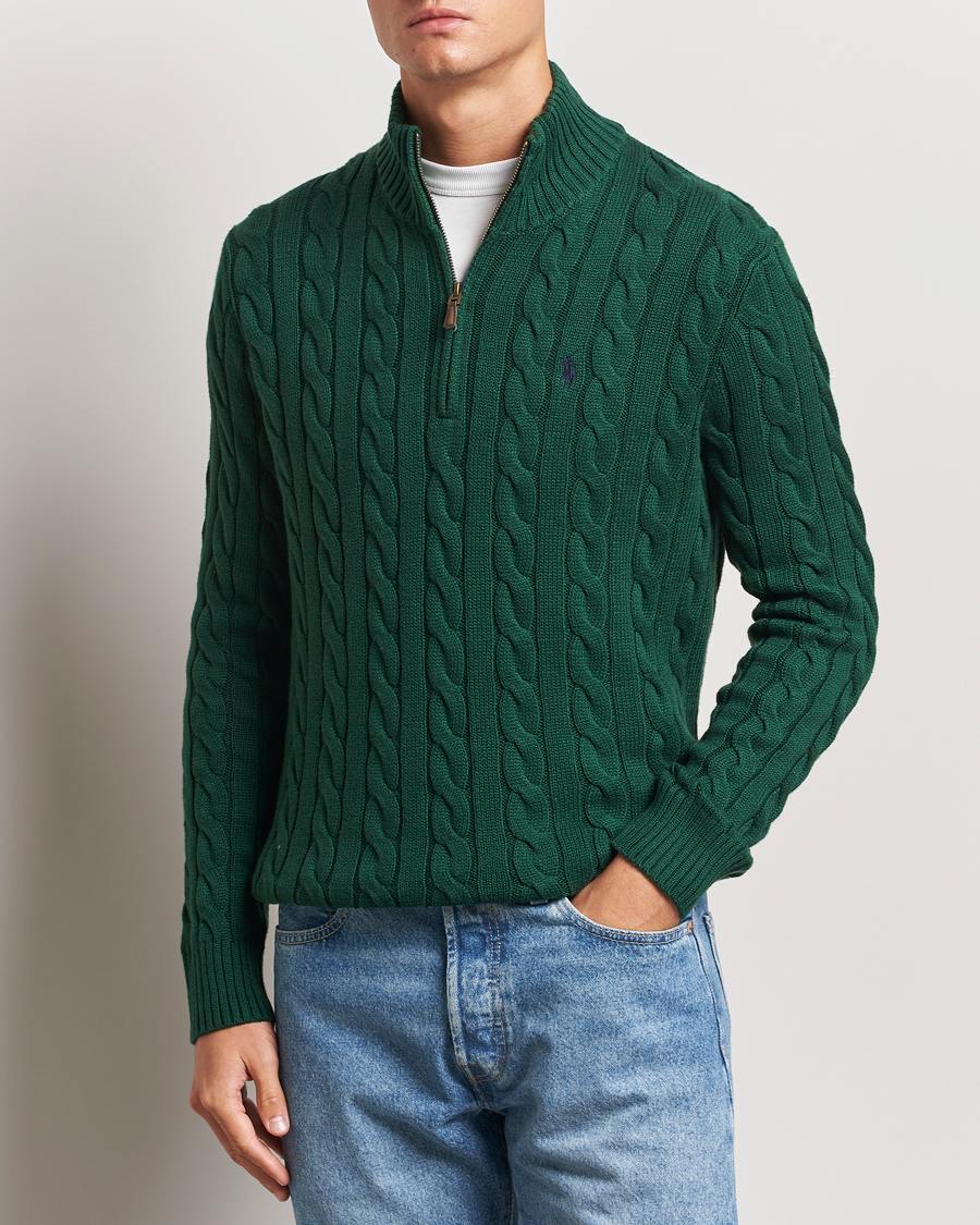 Hombres |  | Polo Ralph Lauren | Cotton Cable Half Zip Vintage Pine