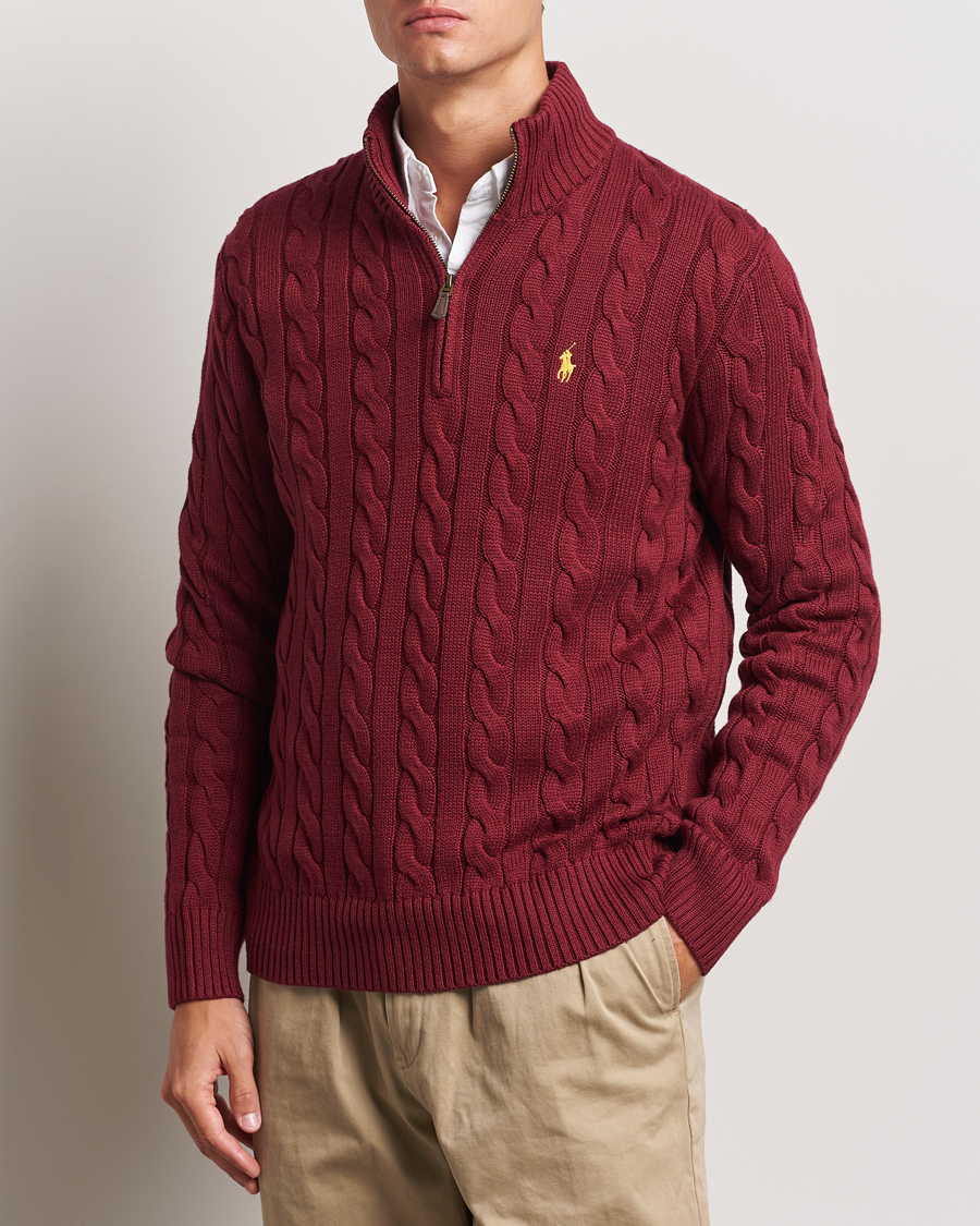 Hombres |  | Polo Ralph Lauren | Cotton Cable Half Zip Red Carpet