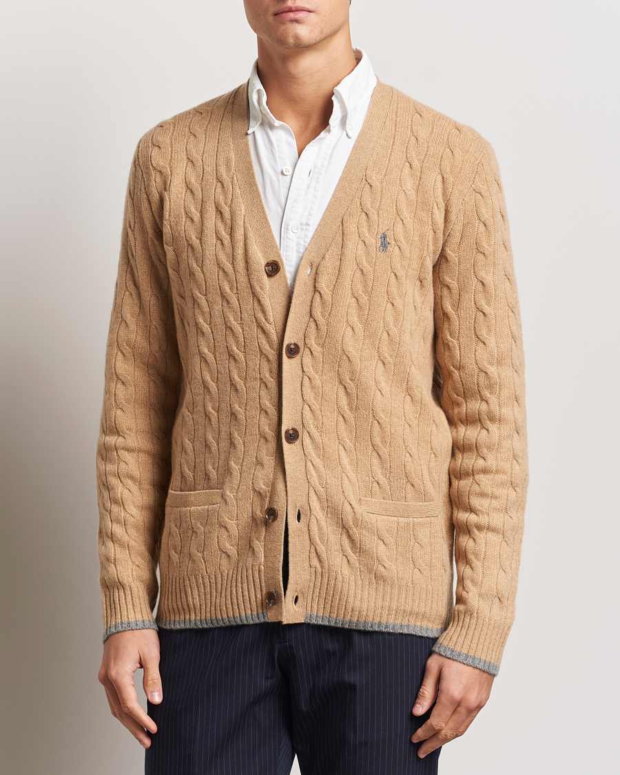 Hombres |  | Polo Ralph Lauren | Wool/Cashmere Cable Cardigan Camel Melange