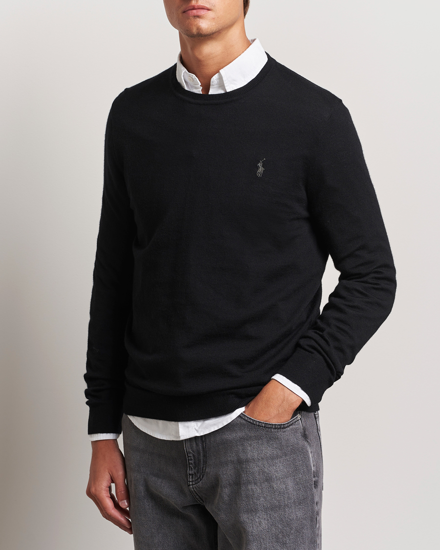 Hombres |  | Polo Ralph Lauren | Merino Crew Neck Pullover Polo Black