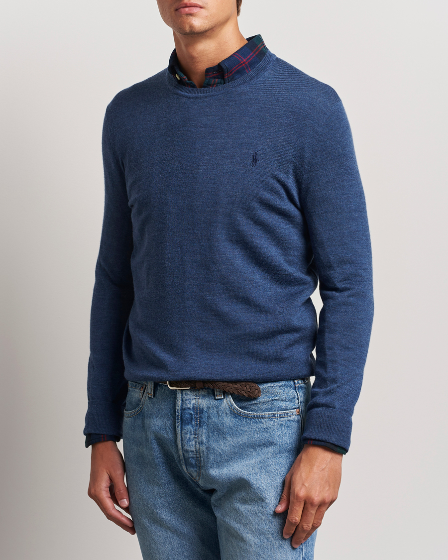 Hombres |  | Polo Ralph Lauren | Merino Crew Neck Pullover Rustic Navy Heather