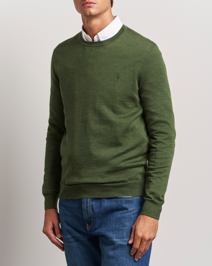 Hombres |  | Polo Ralph Lauren | Merino Crew Neck Pullover Classic Olive Heather