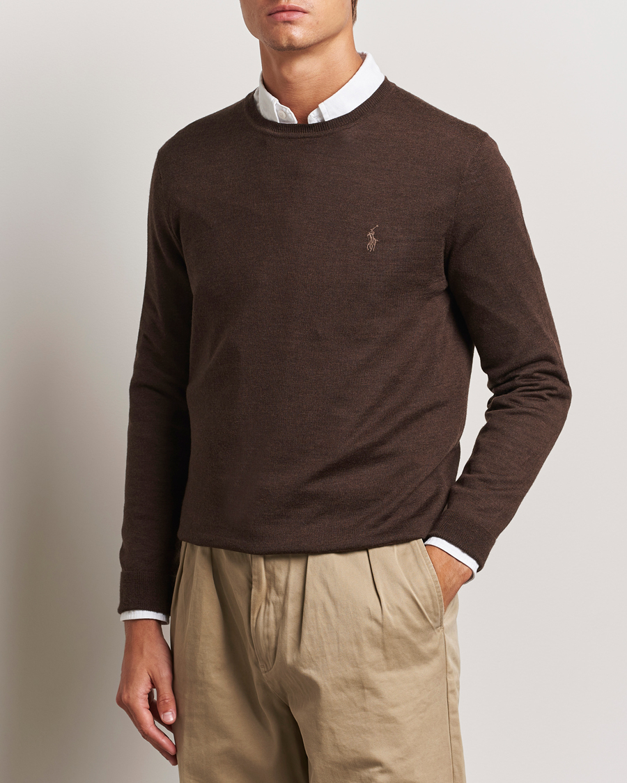 Hombres |  | Polo Ralph Lauren | Merino Crew Neck Pullover Cacao Brown Heather