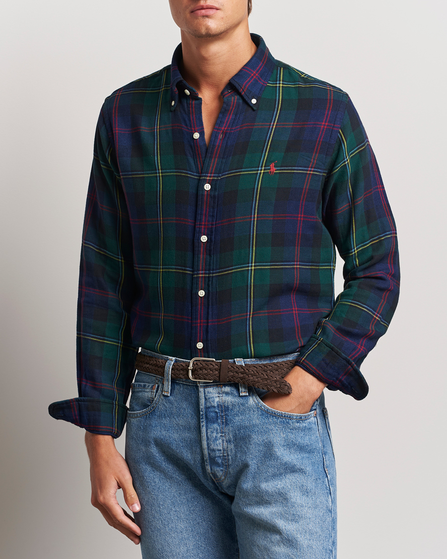 Hombres |  | Polo Ralph Lauren | Custom Fit Double Faced Checked Shirt Green/Indigo