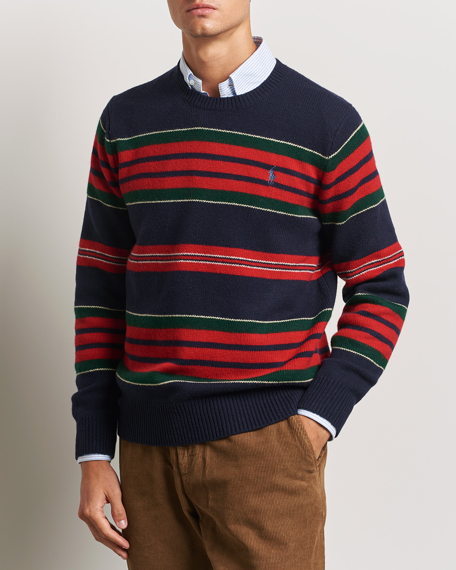 Hombres |  | Polo Ralph Lauren | Wool/Cashmere Striped Sweater Hunter Navy Combo