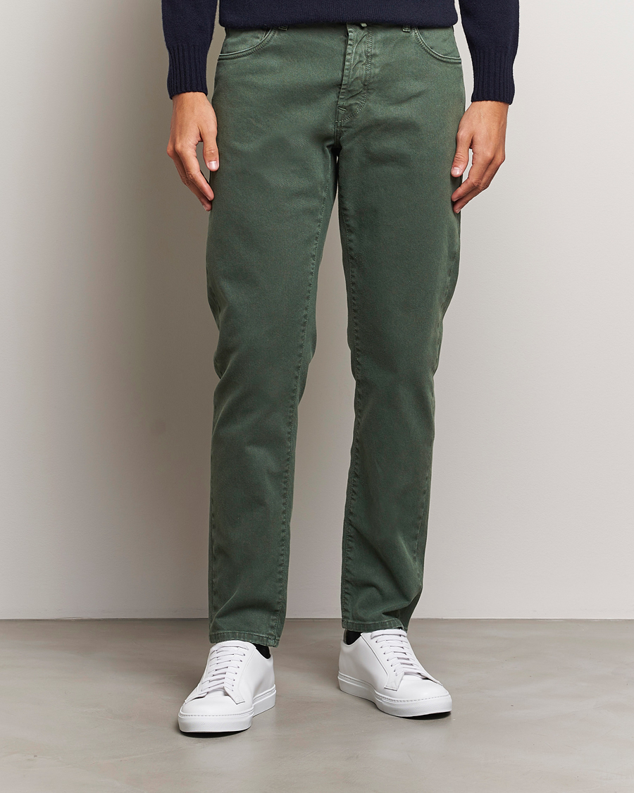 Hombres |  | Incotex | 5-Pocket Bull Denim Pants Dark Green