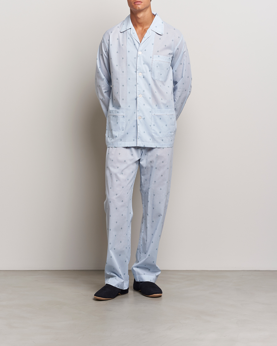 Hombres | Pijamas y batas | Derek Rose | Piped Cotton Pyjama Set Blue