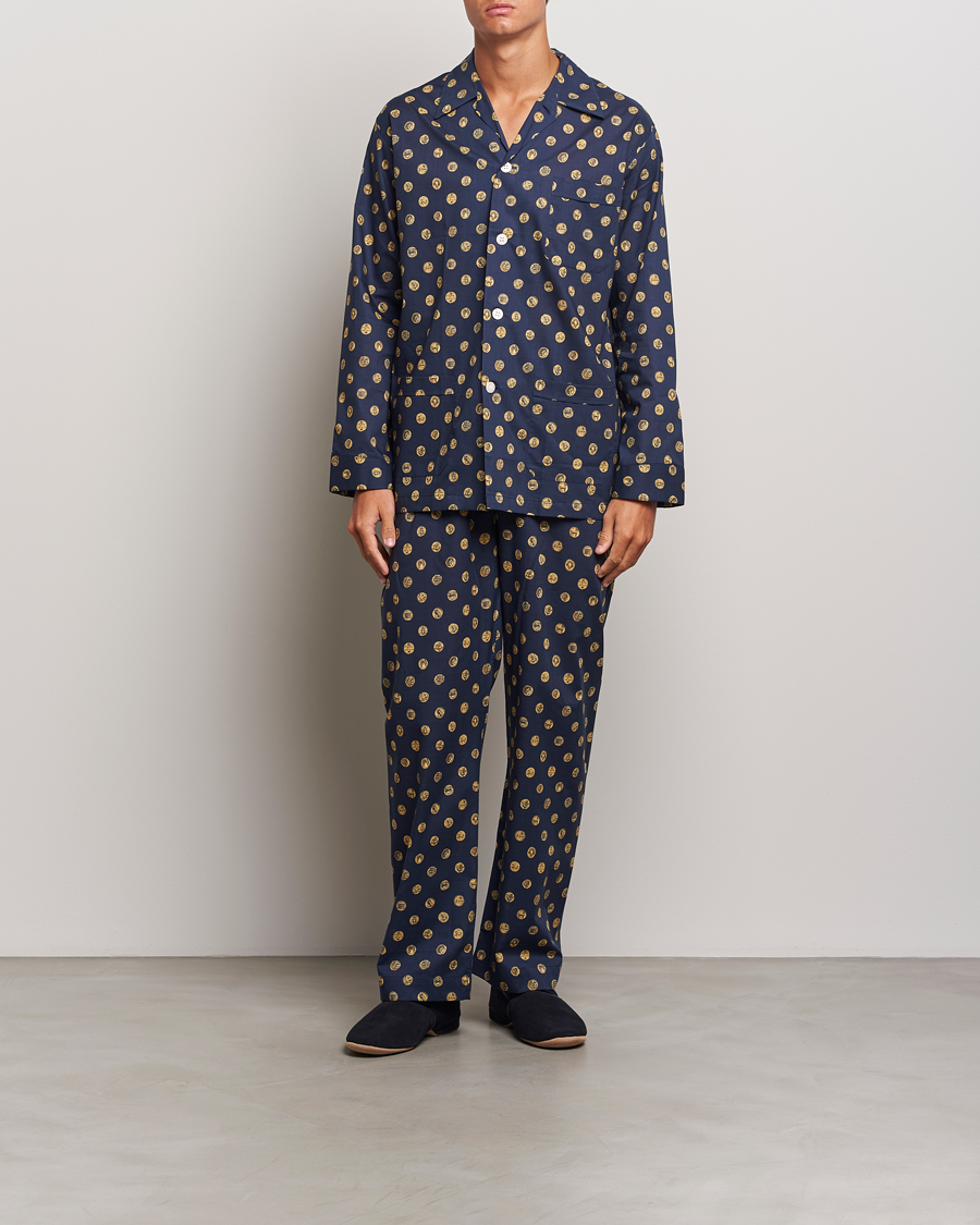 Hombres | Pijamas y batas | Derek Rose | Printed Cotton Pyjama Set Navy