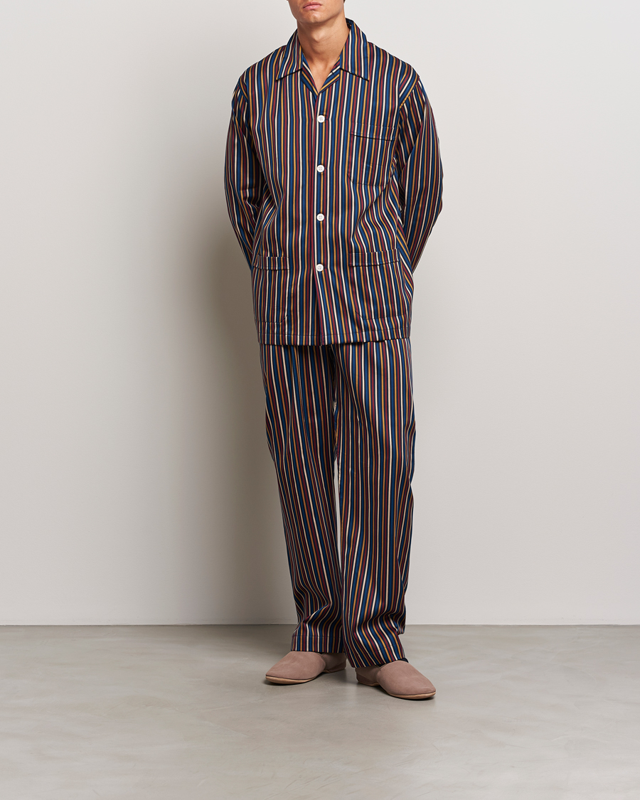 Hombres | Pijamas y batas | Derek Rose | Striped Cotton Pyjama Set Navy