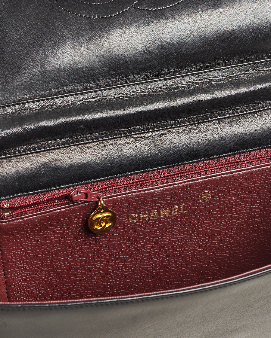 Hombres | Chanel Pre-Owned Single Full Flap Bag Black Lambskin | Chanel Pre-Owned | Single Full Flap Bag Black Lambskin