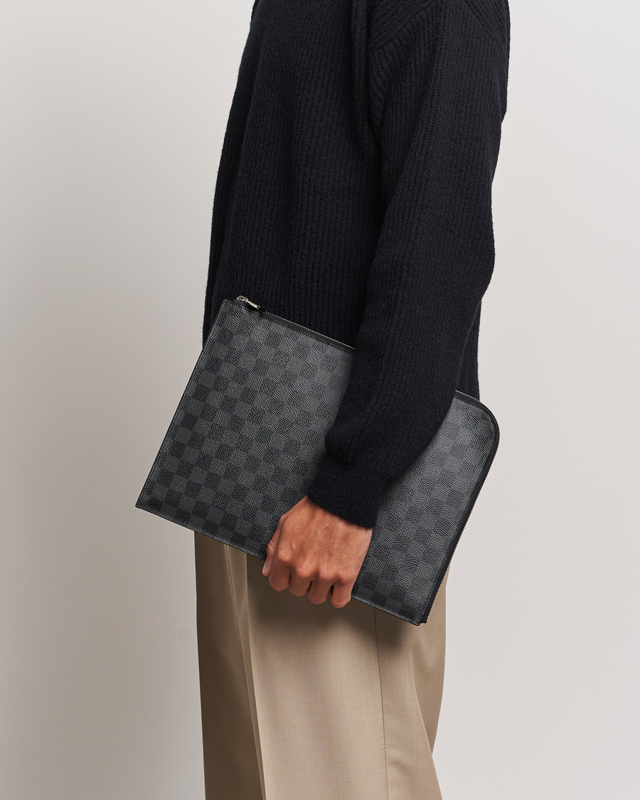 Hombres | Pre-Owned & Vintage Bags | Louis Vuitton Pre-Owned | Poche Joule GM Clutch Bag Damier Graphite 