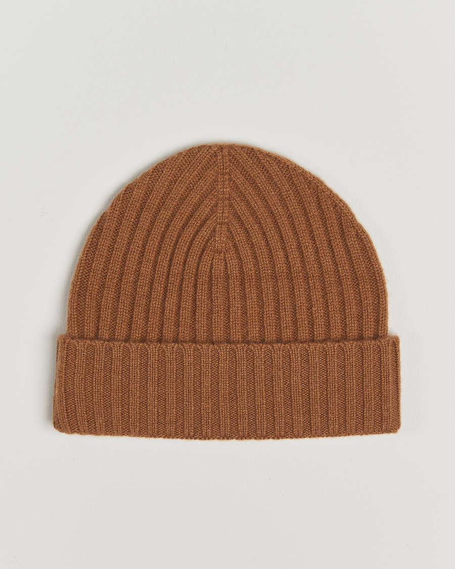 Hombres |  | Amanda Christensen | Rib Knitted Cashmere Cap Nougat