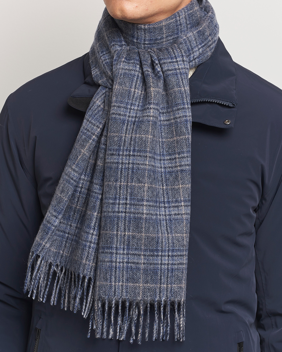 Hombres |  | Amanda Christensen | Merino Wool Glencheck Scarf Blue