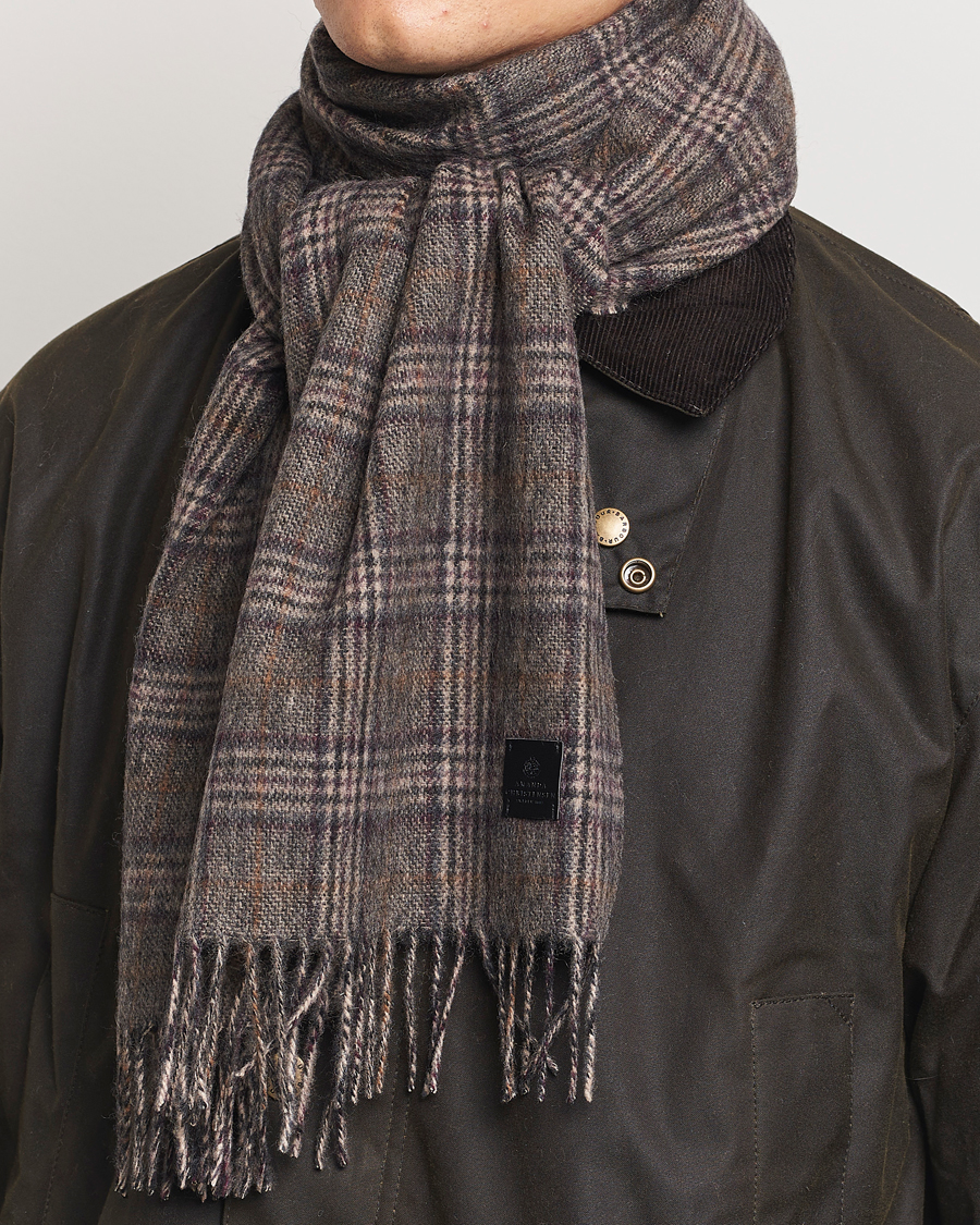 Hombres |  | Amanda Christensen | Merino Wool Glencheck Scarf Grey