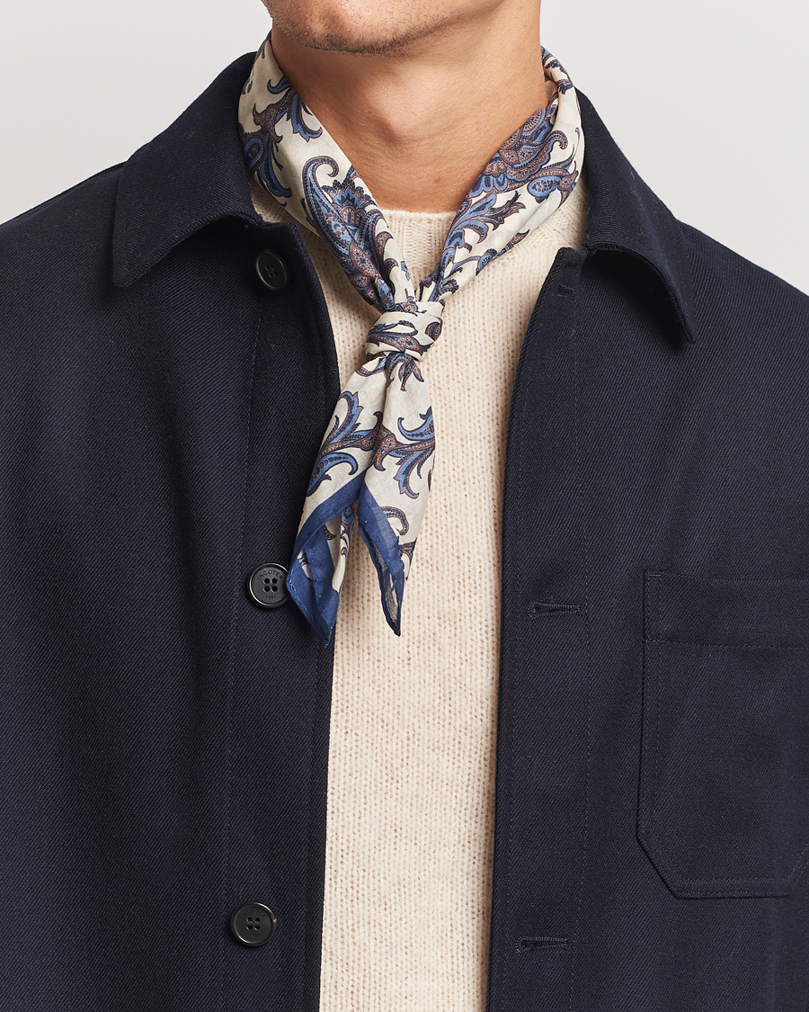 Hombres |  | Amanda Christensen | Cotton Voilé Printed Paisley Bandana White