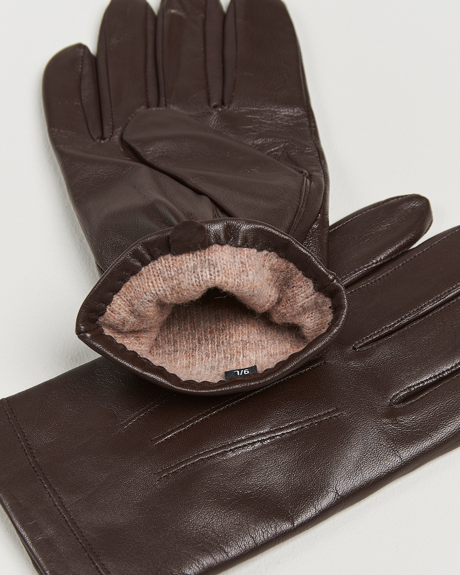 Hombres | Guantes | Amanda Christensen | Lined Leather Gloves Brown