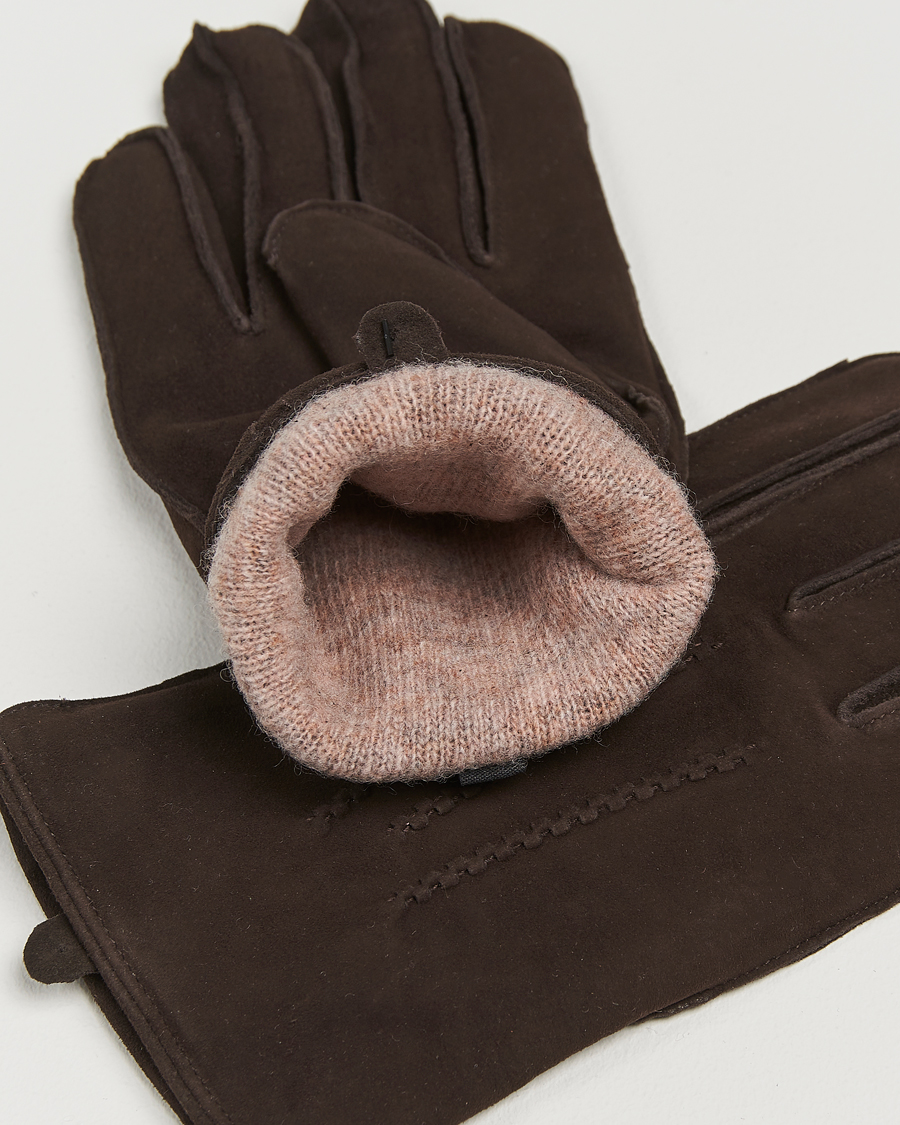 Hombres |  | Amanda Christensen | Lined Suede Gloves Brown