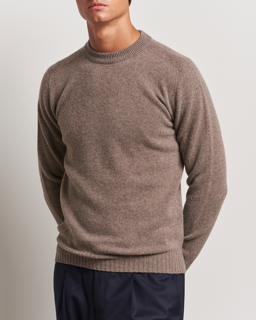 Hombres | Italian Department | Altea | Wool/Cashmere Crew Neck Pullover Taupe