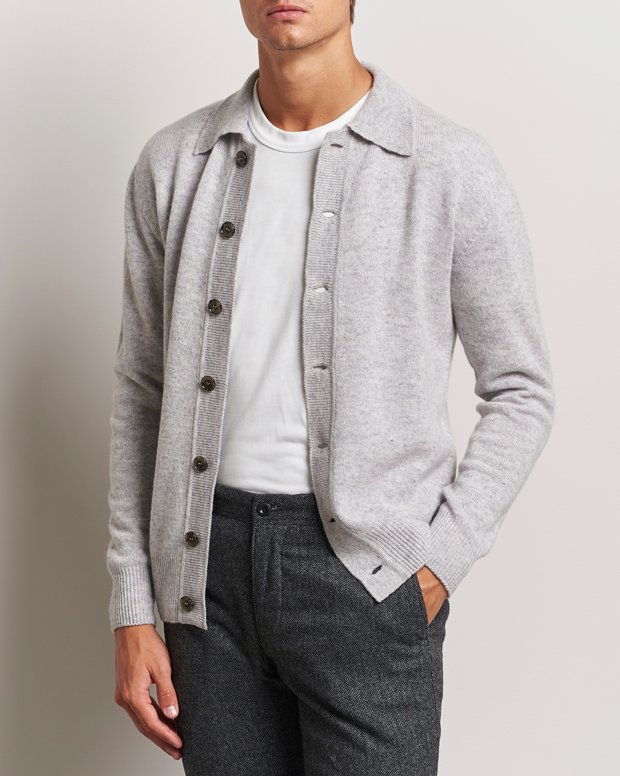 Hombres |  | Altea | Shetland Collared Cardigan Light Grey