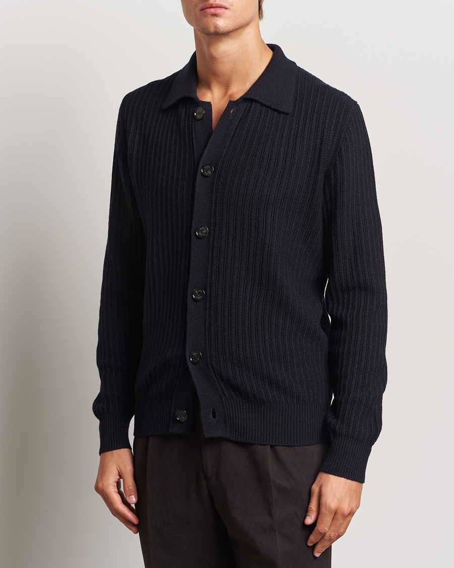 Hombres |  | Altea | Rib Wool Cardigan Navy