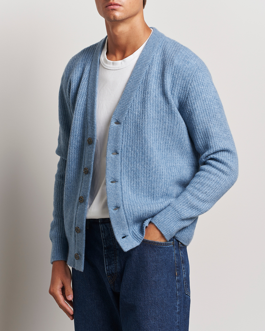 Hombres |  | Altea | Soft Rib Stich Cardigan Light Blue