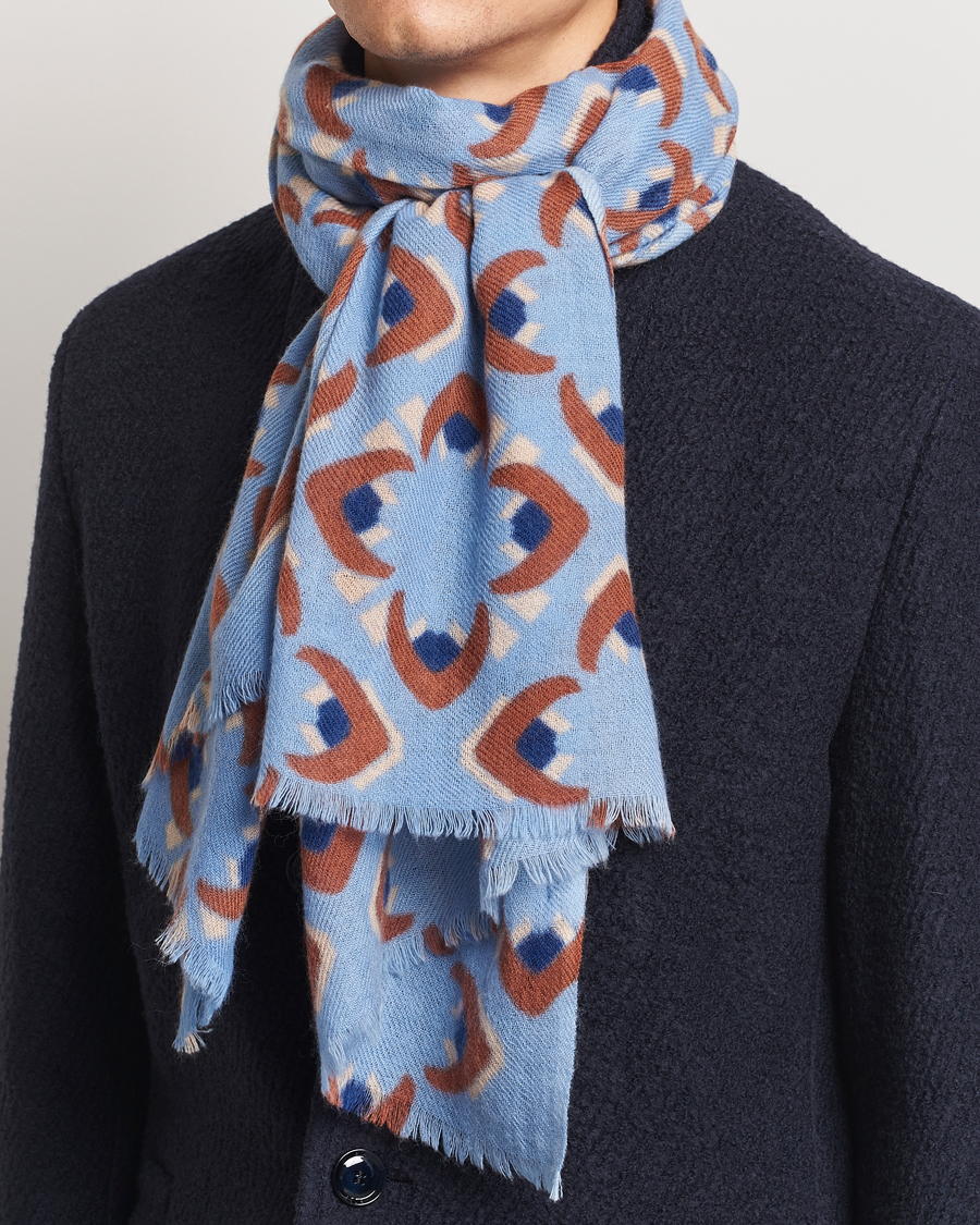 Hombres |  | Altea | Printed Wool/Cashmere Scarf Light Blue