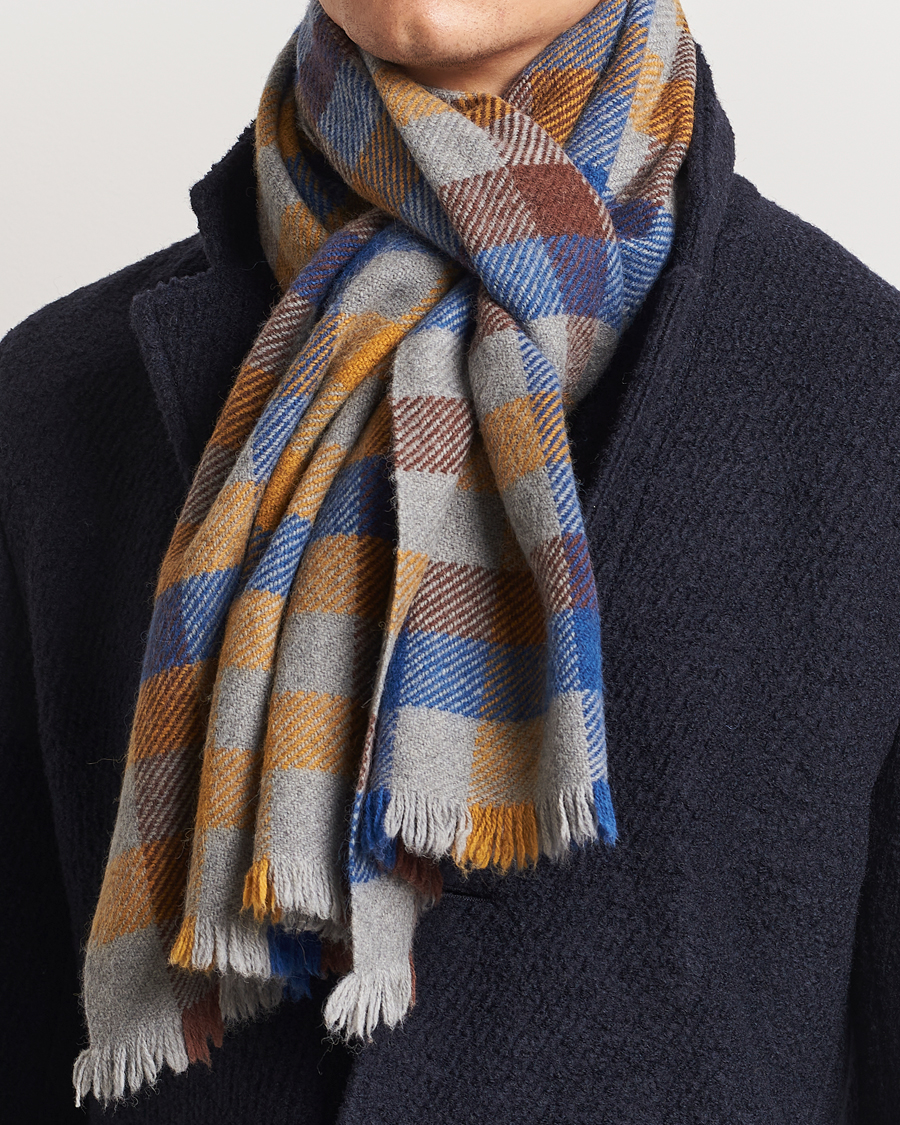 Hombres |  | Altea | Check Wool Scarf Yellow/Beige