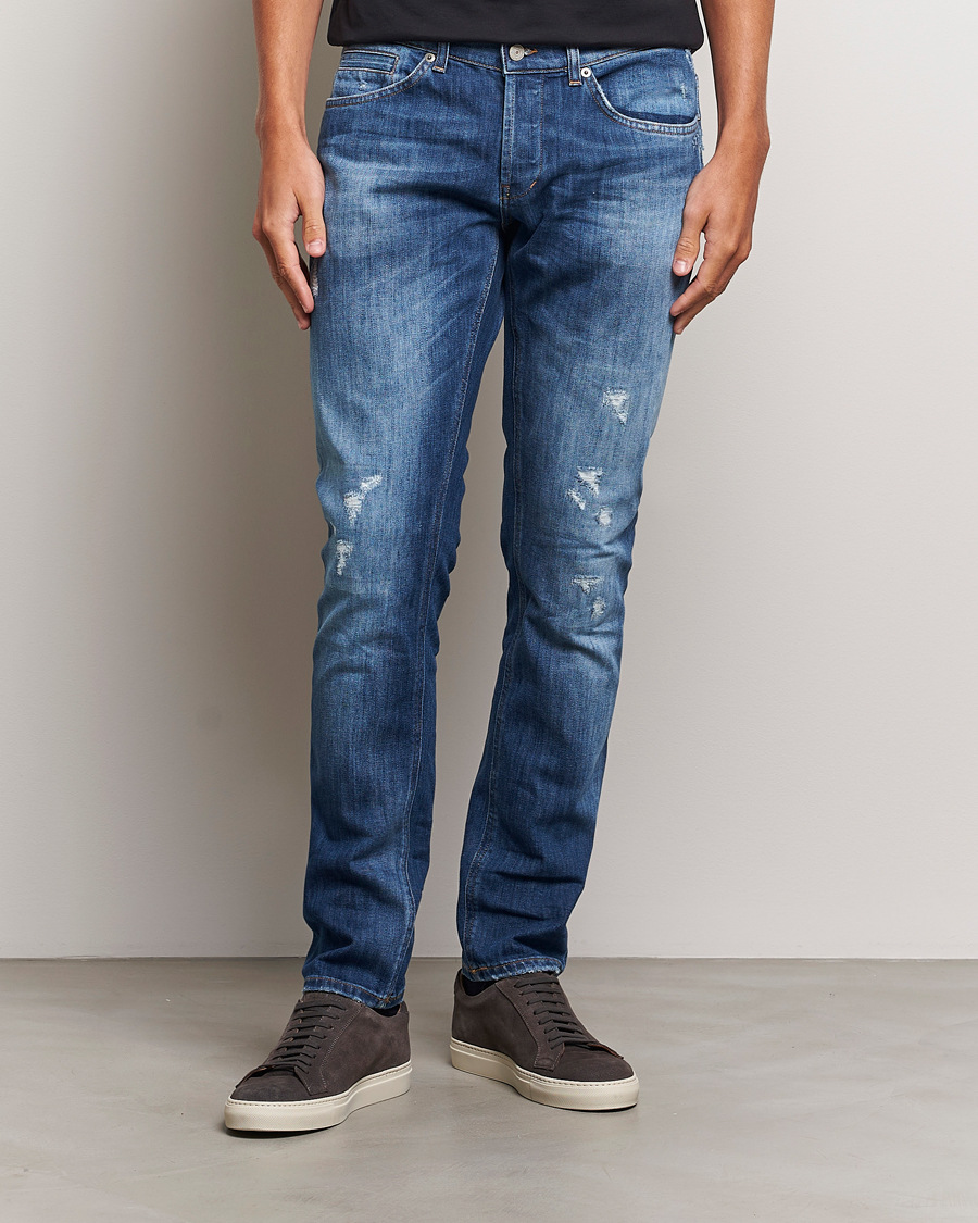 Hombres |  | Dondup | George Light Distressed Jeans Medium Blue