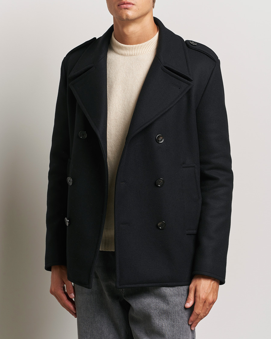 Hombres | Abrigos de guisante | Dondup | Wool Peacoat Black