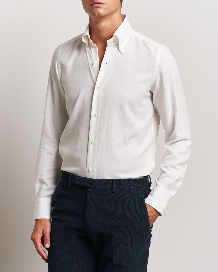 Hombres |  | Finamore Napoli | Milano Slim Cashmere BD Shirt White