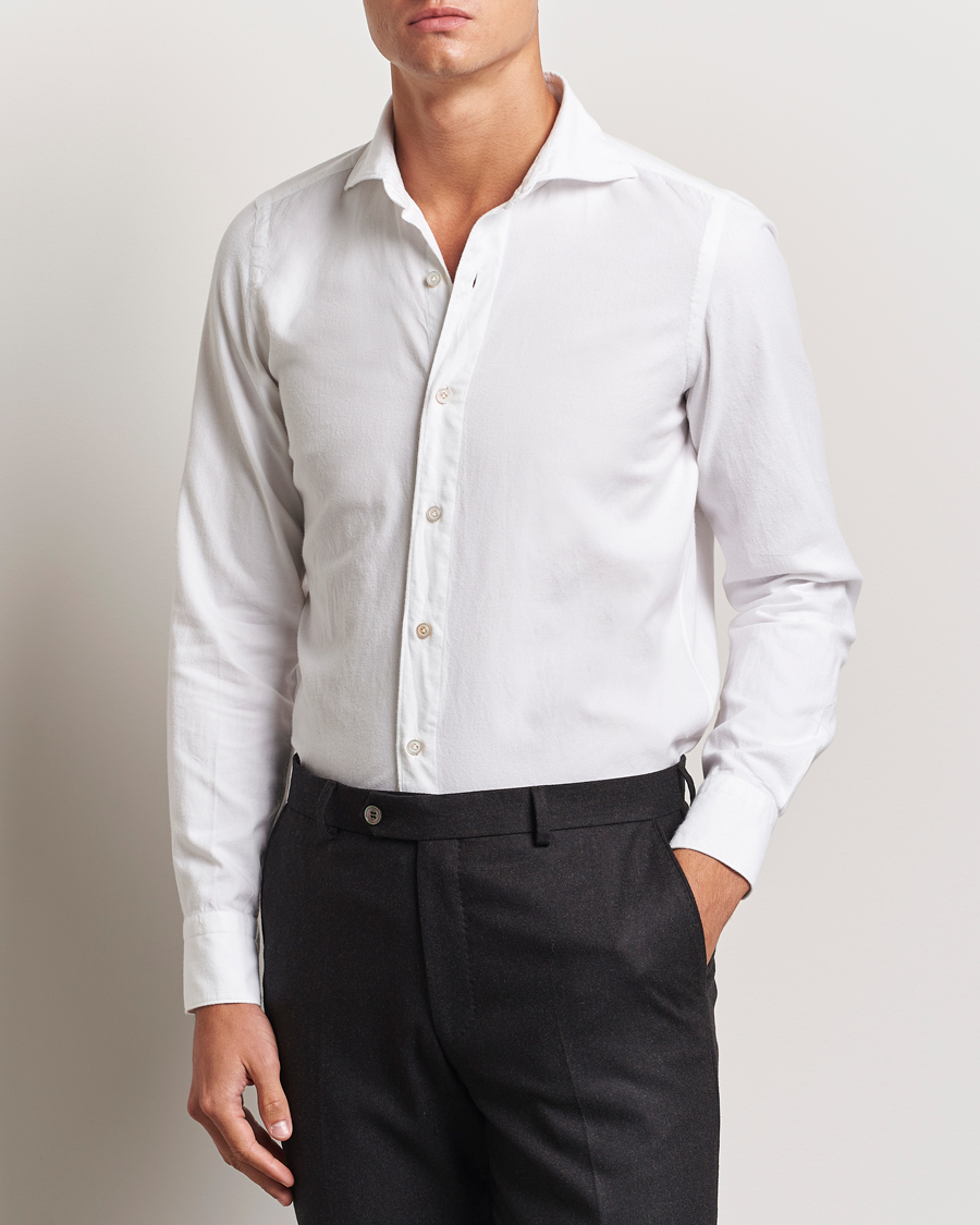 Hombres | Business casual | Finamore Napoli | Gaeta Flannel Shirt White