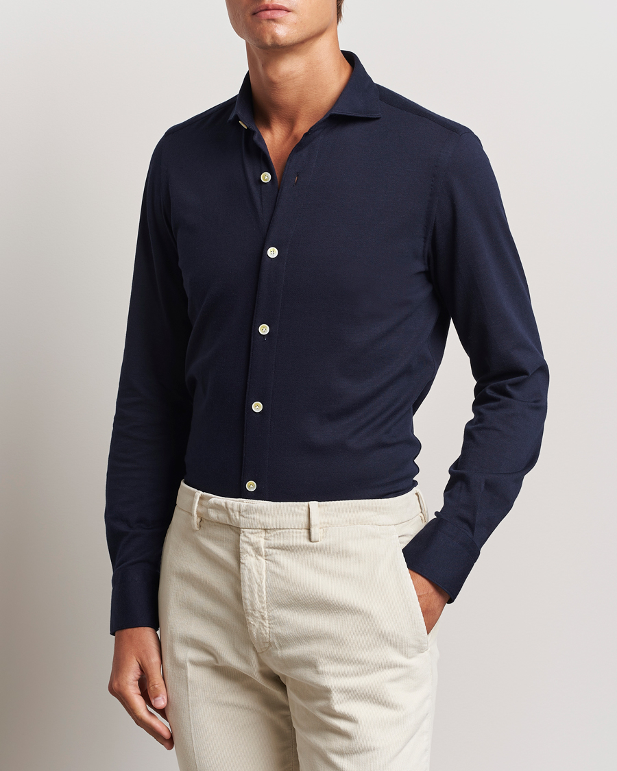 Hombres |  | Finamore Napoli | Cotton/Cashmere Jersey Shirt Navy