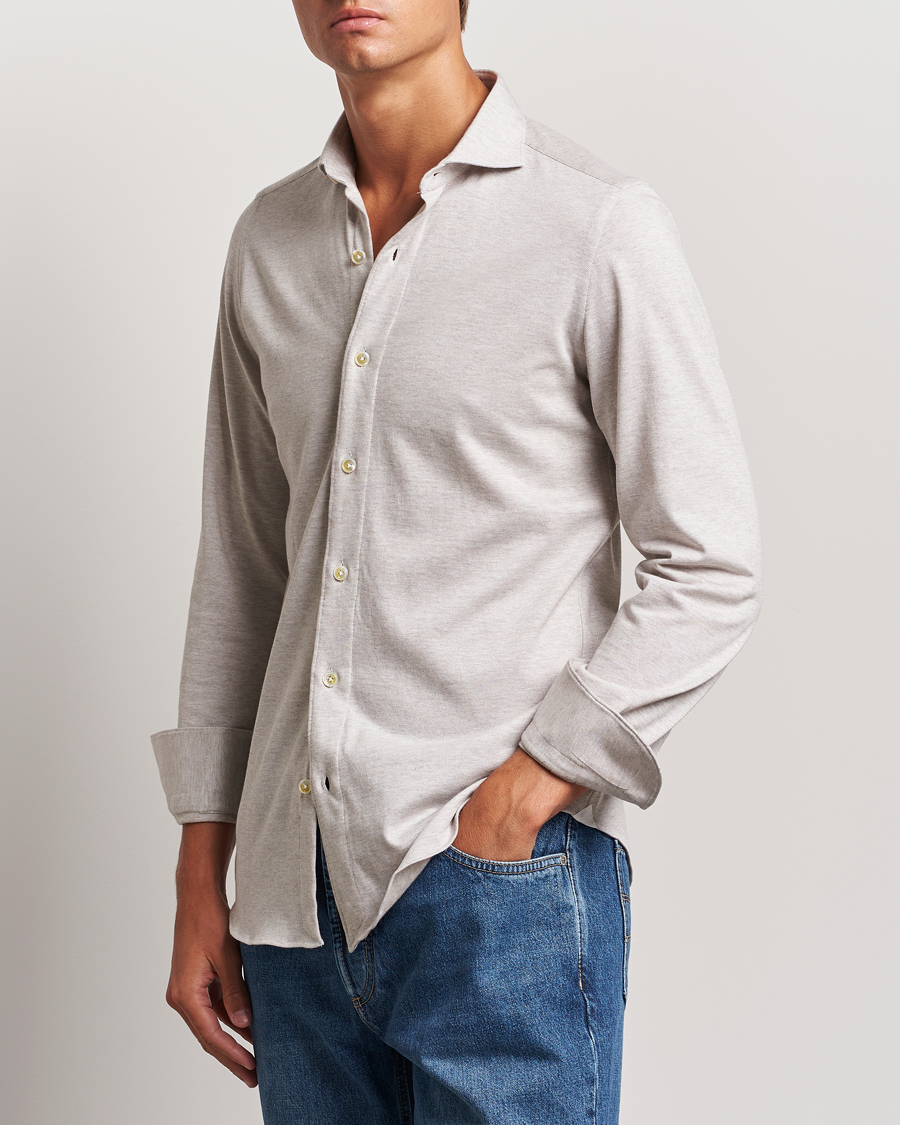 Hombres | Polos | Finamore Napoli | Cotton/Cashmere Jersey Shirt Beige