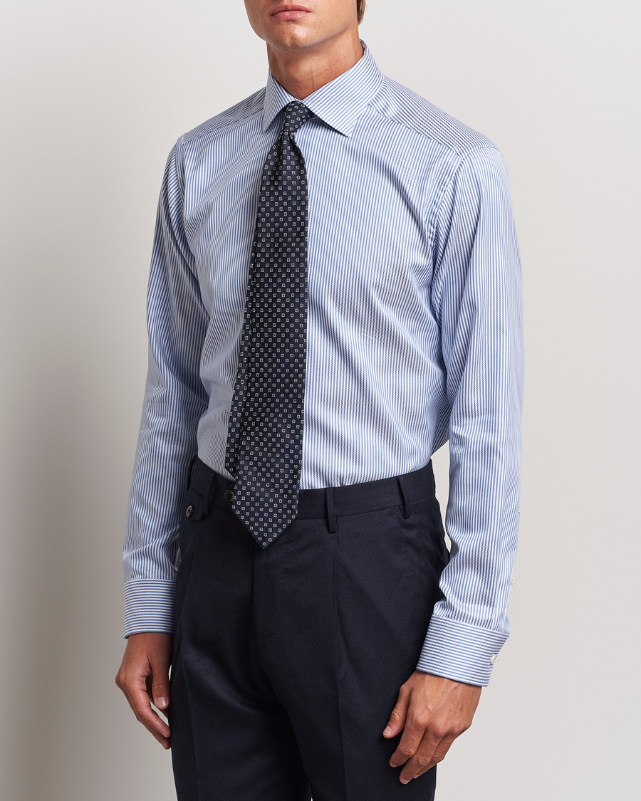 Hombres | Business & Beyond - Formal | Eton | Slim Fit Signature Twill Striped Shirt Blue/White