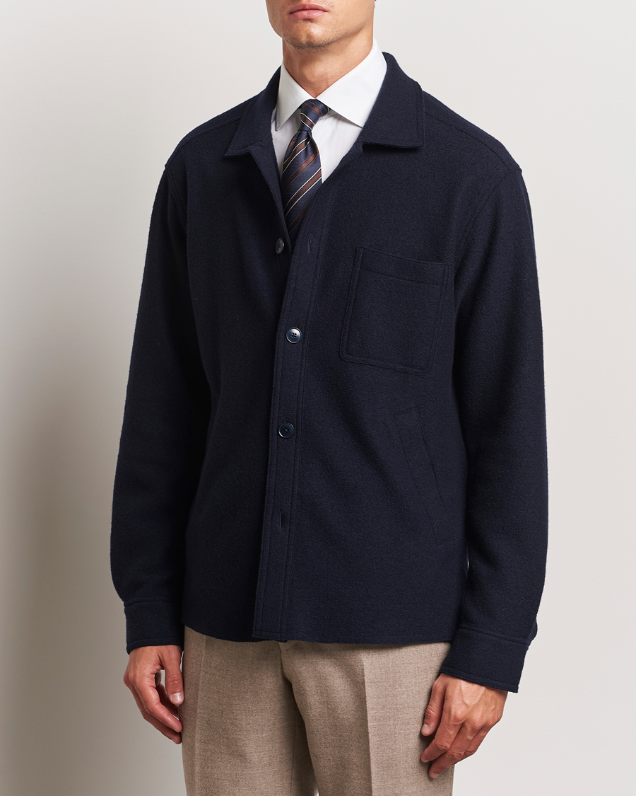 Hombres | An Overshirt Occasion | Eton | Boiled Wool Overshirt Navy Blue