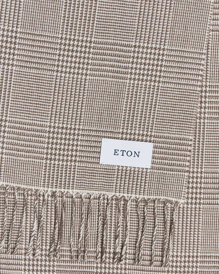 Hombres |  | Eton | Merino Wool Prince Of Wales Scarf Beige