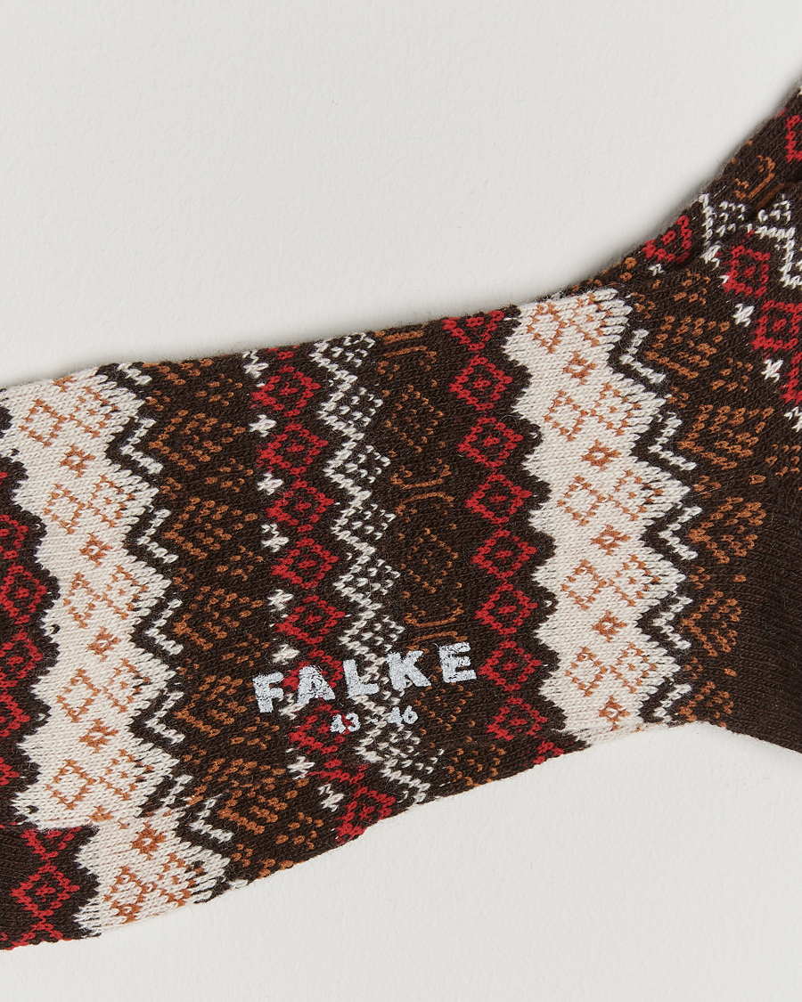 Hombres |  | Falke | Aspen Fairisle Socks Dark Brown