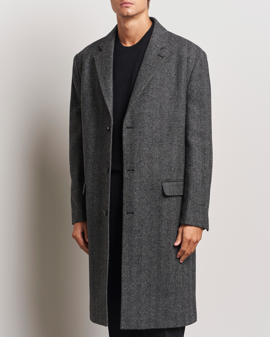 Hombres |  | Filippa K | Relaxed Wool Crombie Coat Grey Herringbone