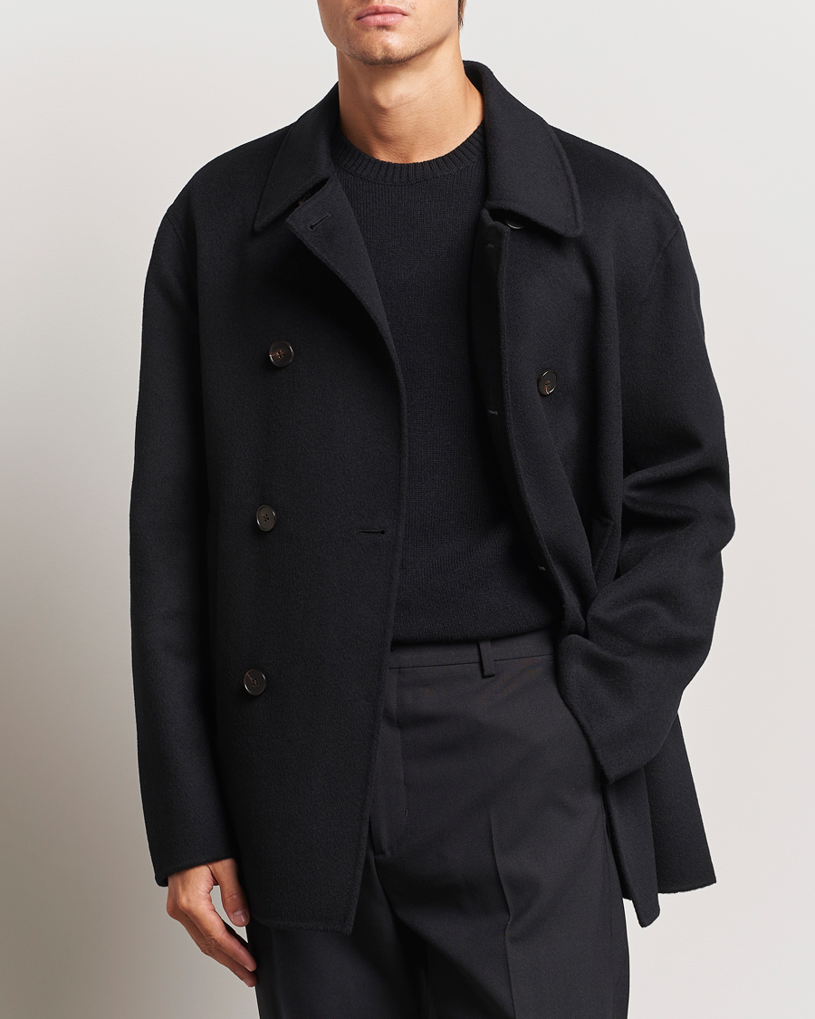 Hombres | Business & Beyond - Casual | Filippa K | Double Faced Wool Peacoat Black