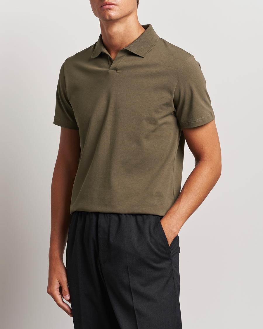 Hombres | Filippa K | Filippa K | Soft Lycra Polo T-Shirt Dark Sage