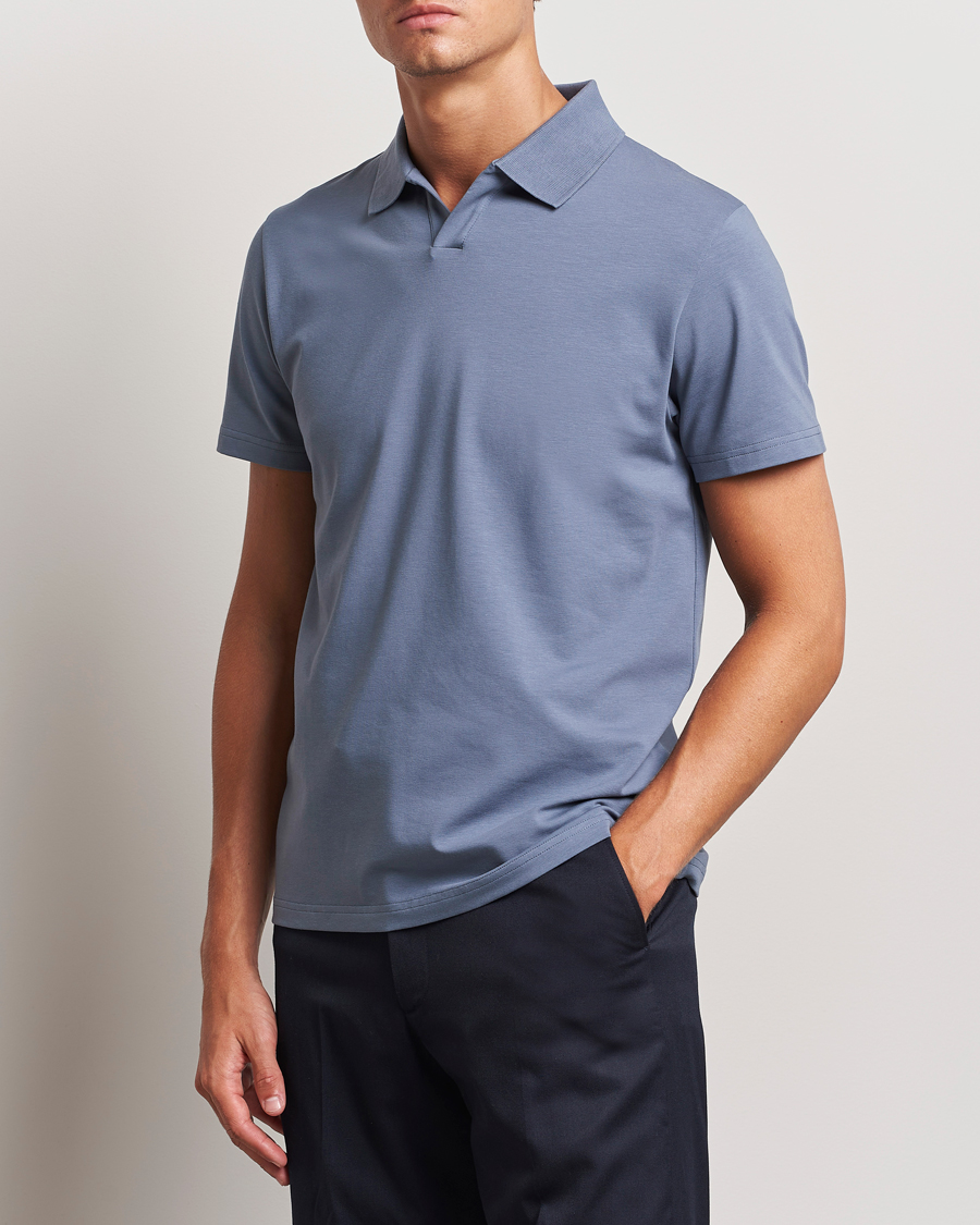 Hombres |  | Filippa K | Soft Lycra Polo T-Shirt Grey Blue