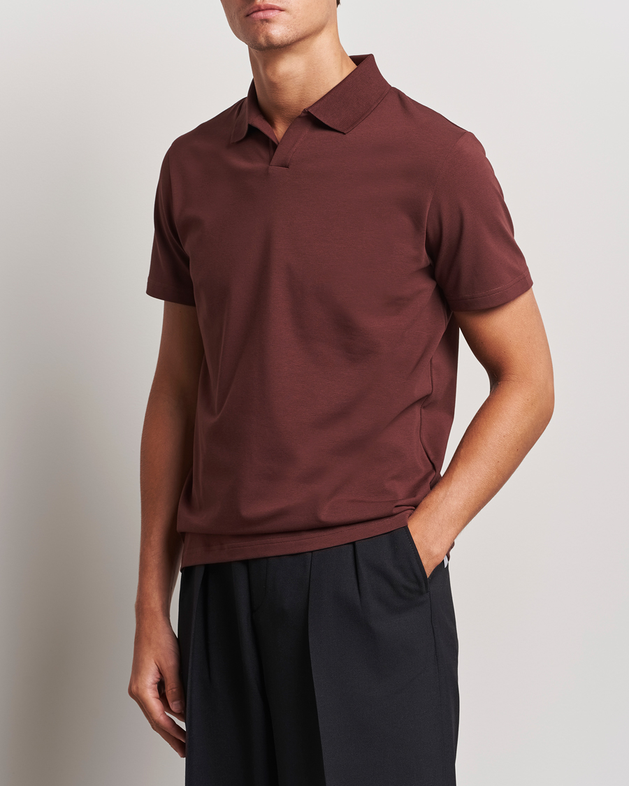 Hombres |  | Filippa K | Soft Lycra Polo T-Shirt Mahogany Brown
